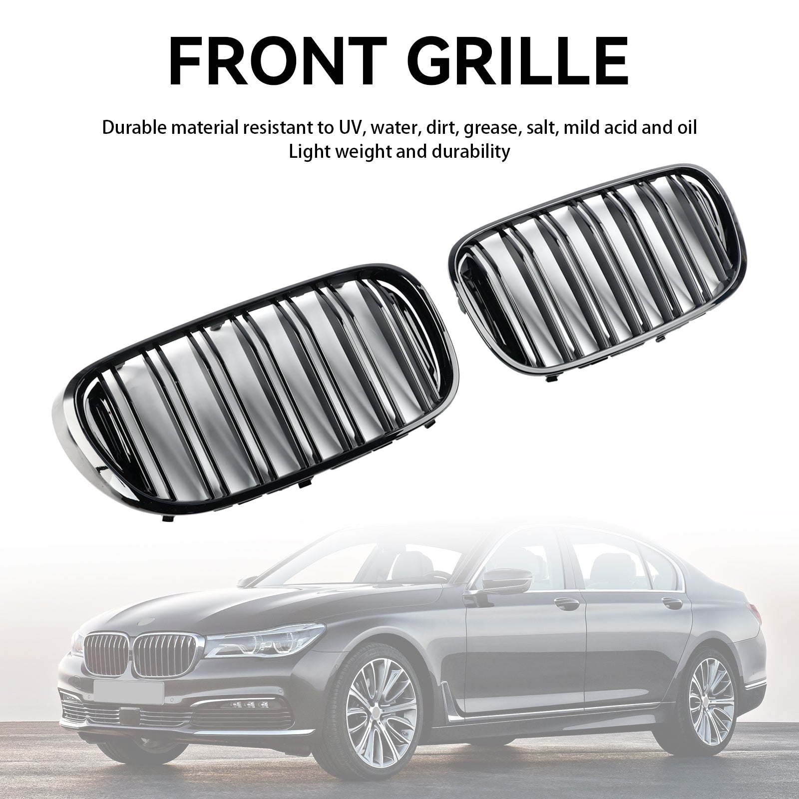 2015-2019 BMW 7 Series G11 Long-Wheelbase Pre-Facelift Black 2-Slat Front Kidney Grille