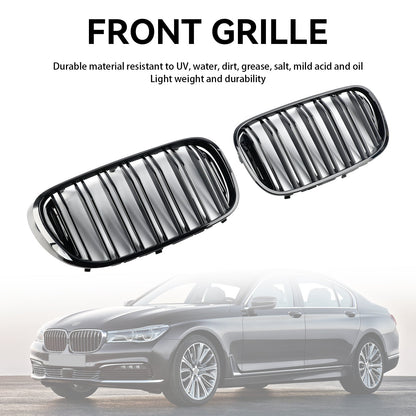 2015-2019 BMW 7 Series G11 Long-Wheelbase Pre-Facelift Black 2-Slat Front Kidney Grille
