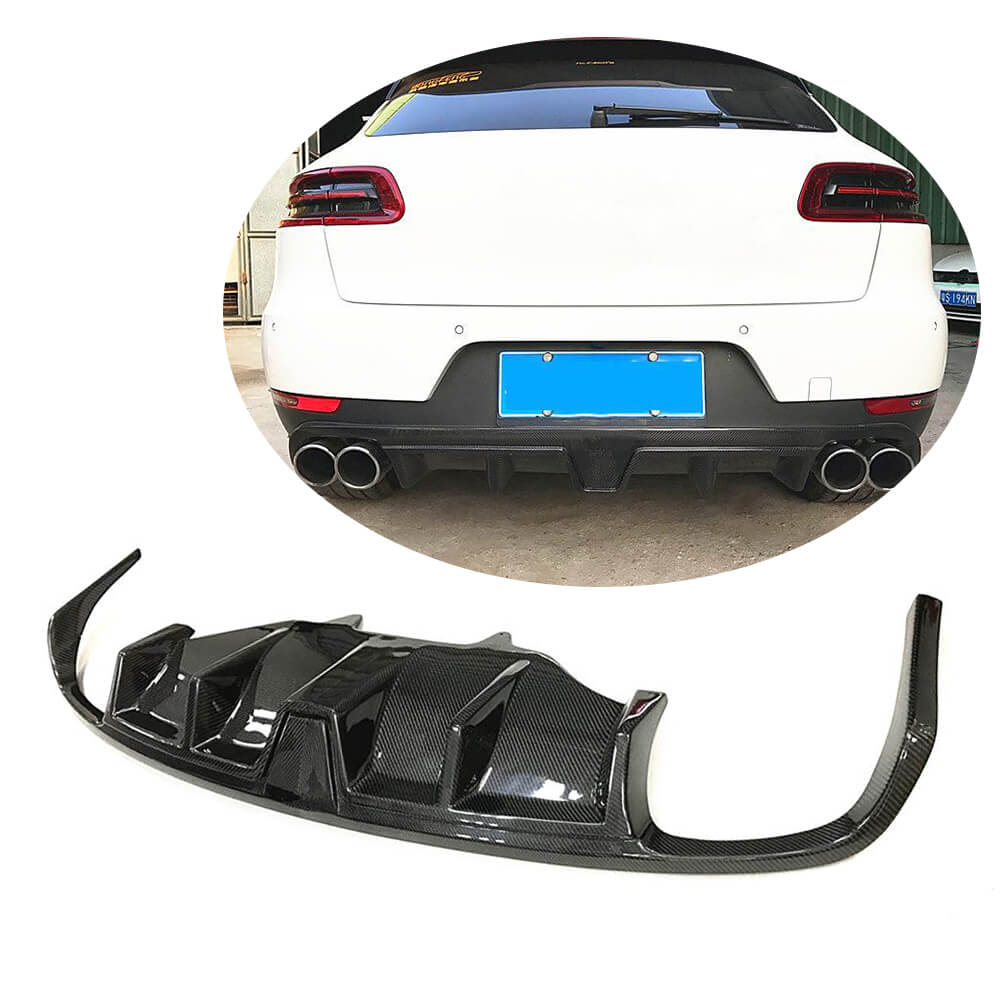 Porsche Macan 2014-2020 Carbon Fiber Rear Bumper Diffuser Valance Lip with Brake Light