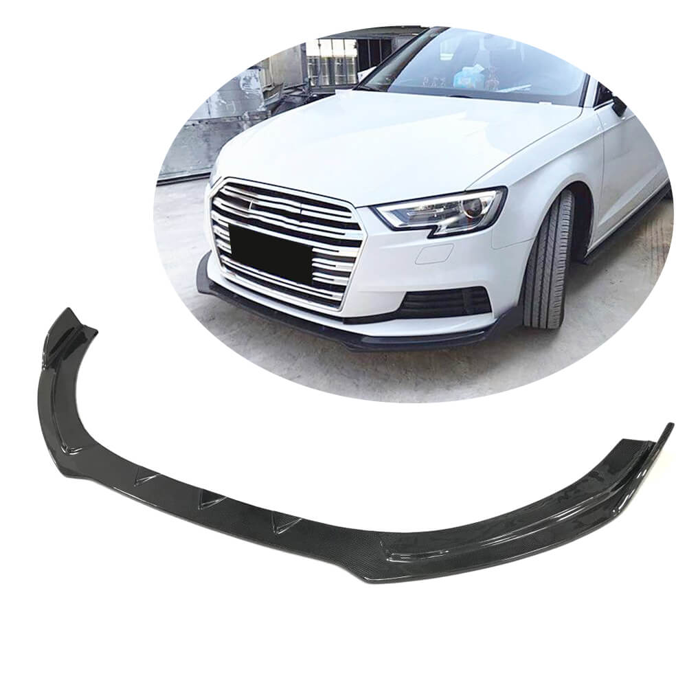 Audi A3 Base Hatchback 17-20 Front Bumper Lip Carbon Fiber