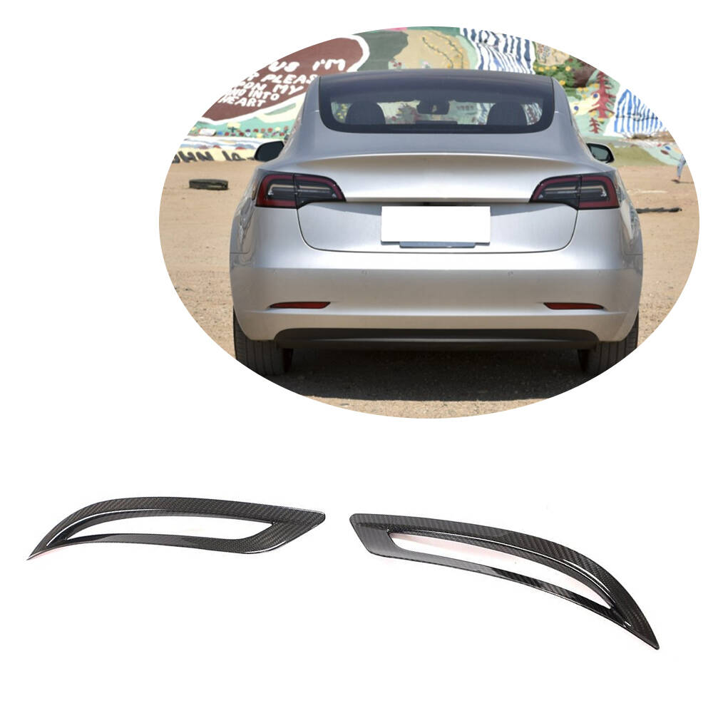 Tesla Model 3 2016-2022 Rear Bumper Reflector Cover Dry Carbon Fiber