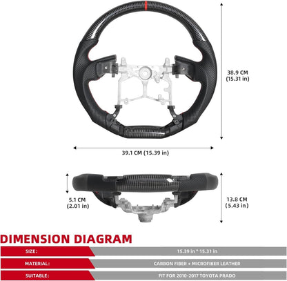 Carbon Fiber Steering Wheel for 2010-2017 Toyota Prado LC150/2014-2021 Tundra/2010-2023 Tacoma/2010-2024 4Runner