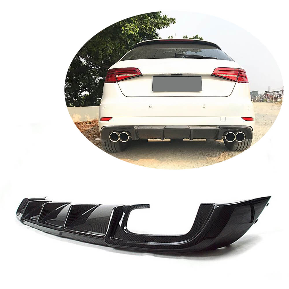 Audi A3 Base 8V.5 Hatchback 2017-2020 Rear Bumper Diffuser Carbon Fiber