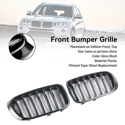 2014-2017 BMW X3 F25 Facelift Gloss Black Front Bumper Kidney Grille