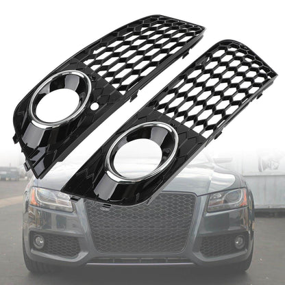 2009-2012 Audi A4 B8 Honeycomb Mesh Fog Light Open Vent Grill Intake — Pair