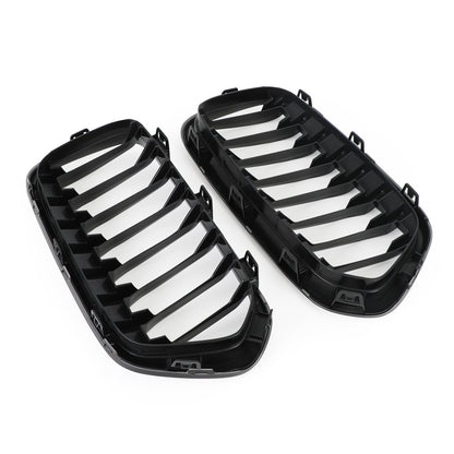 2018-2021 BMW X2 F39 Gloss Black Front Bumper Kidney Grille — Pair (51712455246 / 51712455247)