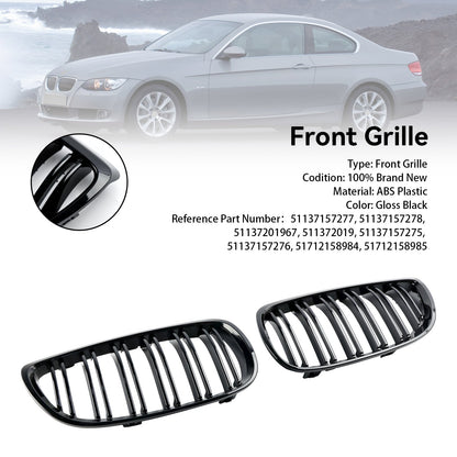 2007-2010 BMW E93 Coupe Convertible Pre-Facelift Gloss Black Front Kidney Grill — Pair (51137157277 / 51137157278)