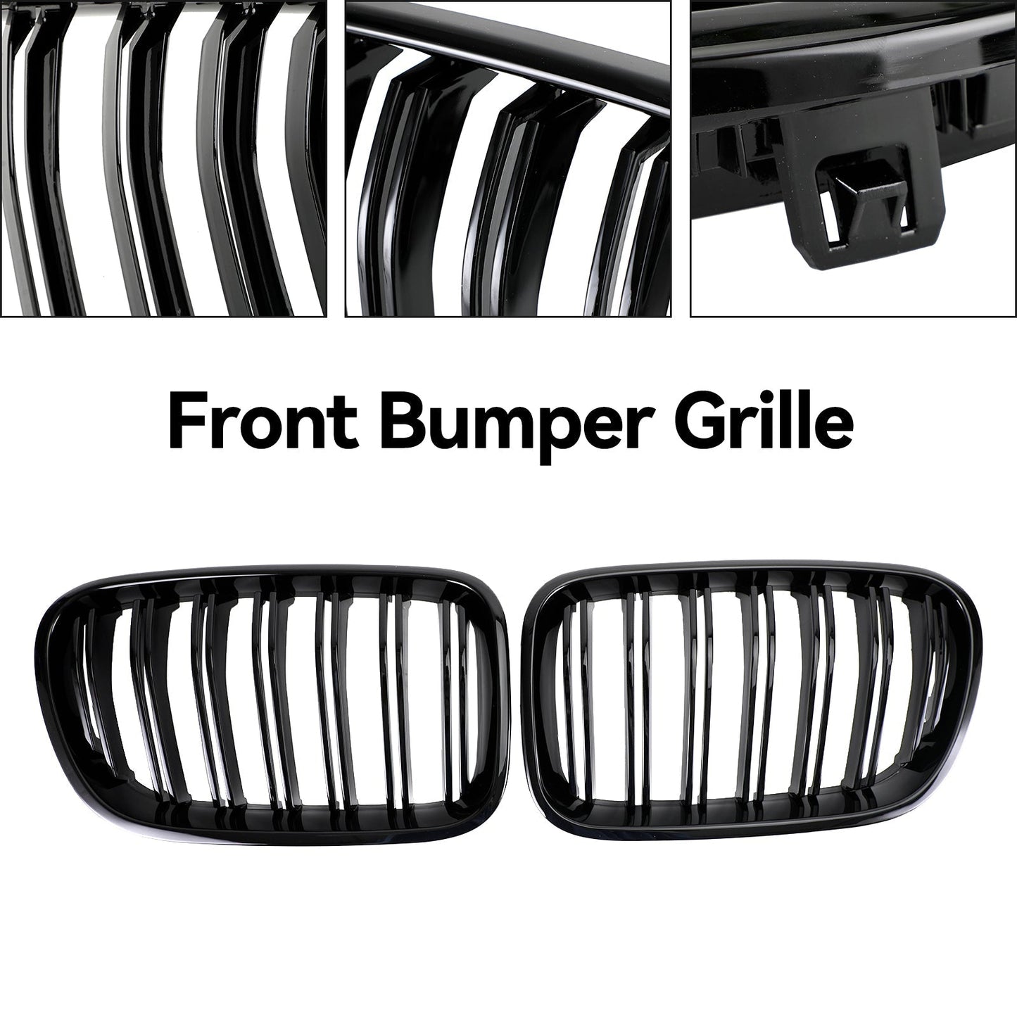 2010-2014 BMW X3 F25 Pre-Facelift Gloss Black Front Bumper Kidney Grill — Pair (51712297589 / 51117210725)