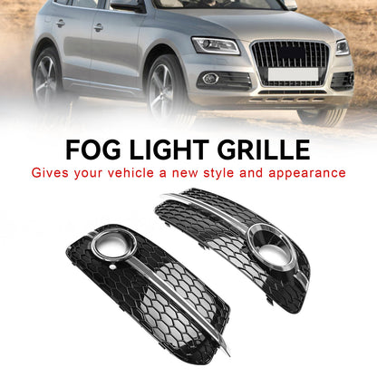 2013-2017 Audi Q5 Standard Version Front Bumper Fog Light Grille Grill — Pair (8R0807681M / 8R0807682J)