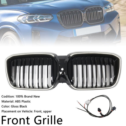 2022-2024 BMW iX3 G08 LCI Double Slat Gloss Black Front Kidney Grille