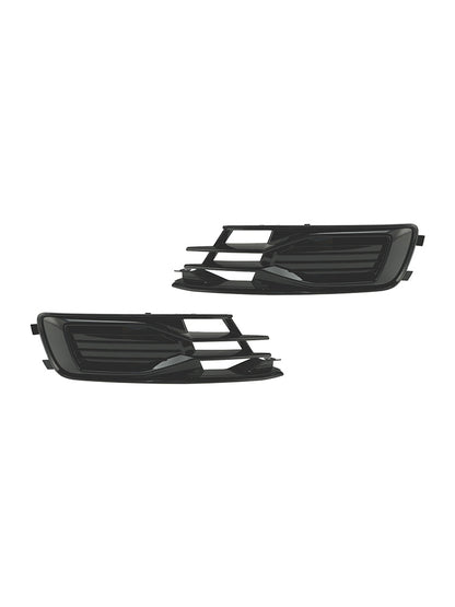 2014-2018 Audi A6 C7 Black Front Bumper Fog Light Cover Grille — Pair (4G0807647T94 / 4G0807648T94)