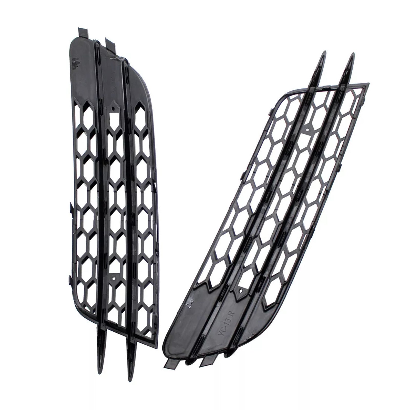 2012-2015 Audi A6 C7 Front Bumper Honeycomb Fog Light Grille — Pair (4G0807681 / 4G0807682)