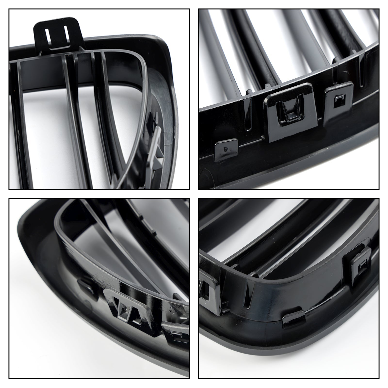 2006-2010 BMW E92 2-Door Pre-Facelift Gloss Black Front Kidney Grille — Pair (51137157277 / 51137157278)
