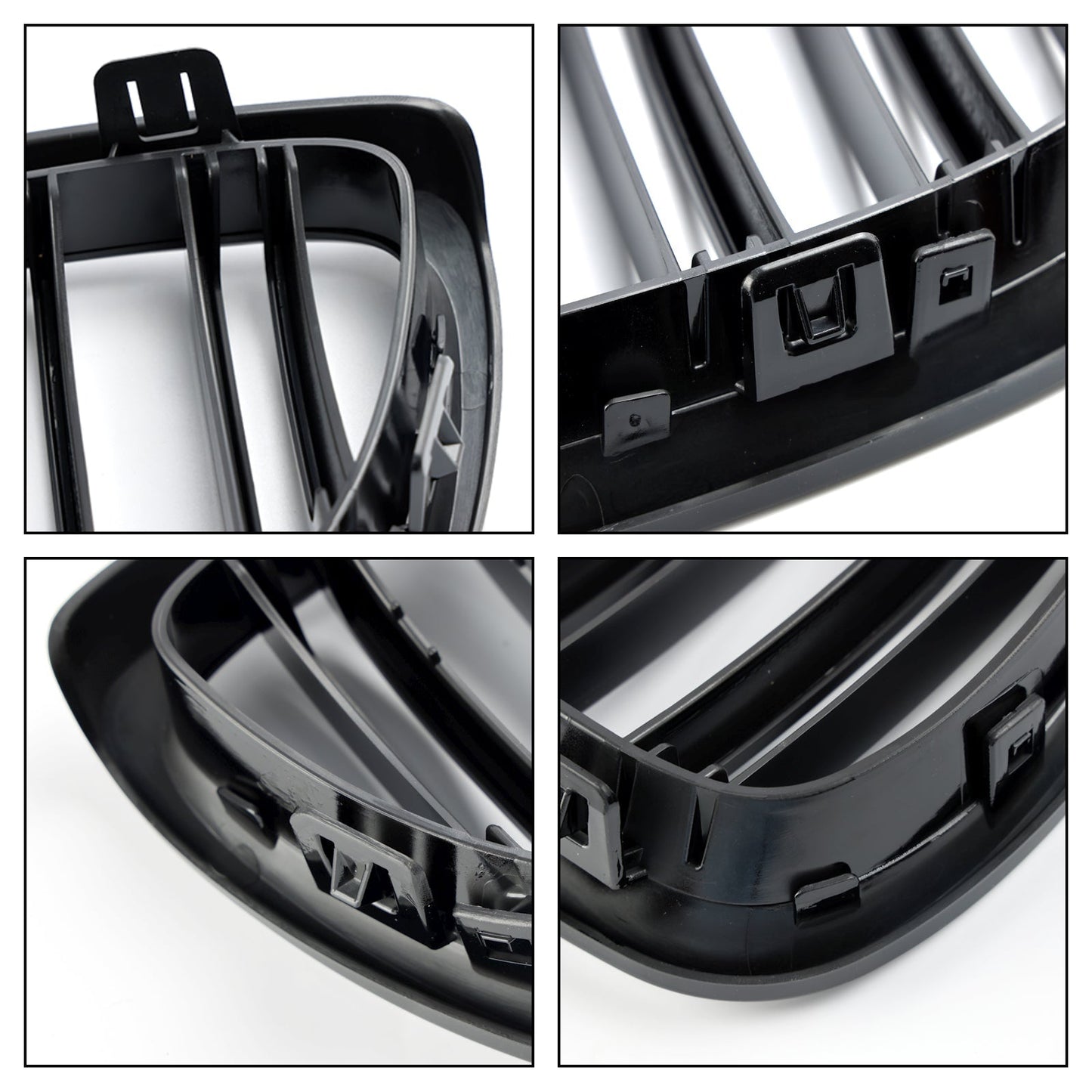 2007-2010 BMW E93 Coupe Convertible Pre-Facelift Gloss Black Front Kidney Grill — Pair (51137157277 / 51137157278)