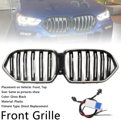 2020-2022 BMW X6 G06 M50i Gloss Black Front Bumper Grille with Camera Hole