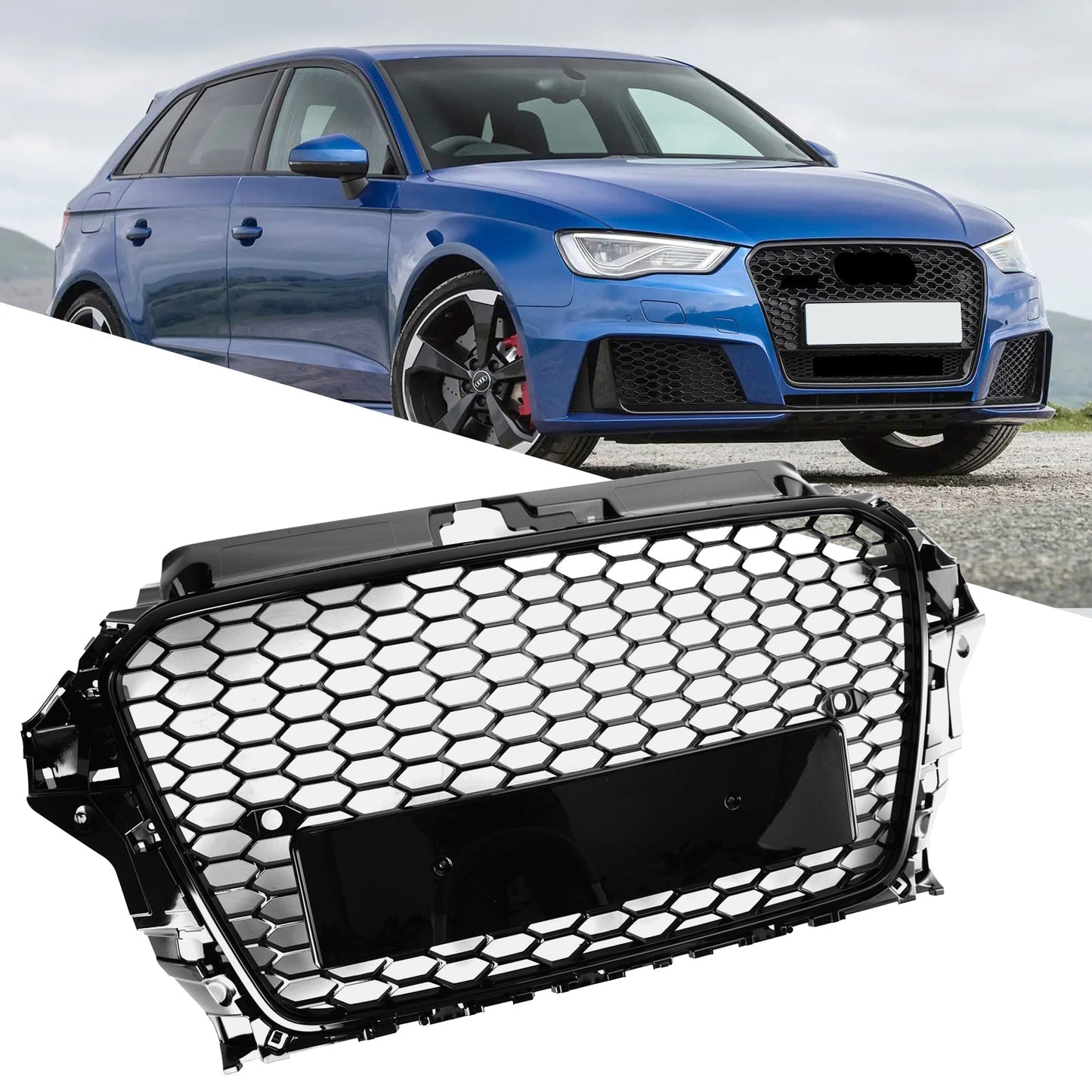 2013-2016 Audi A3 S3 RS3 Style Black Honeycomb Front Hood Bumper Grille