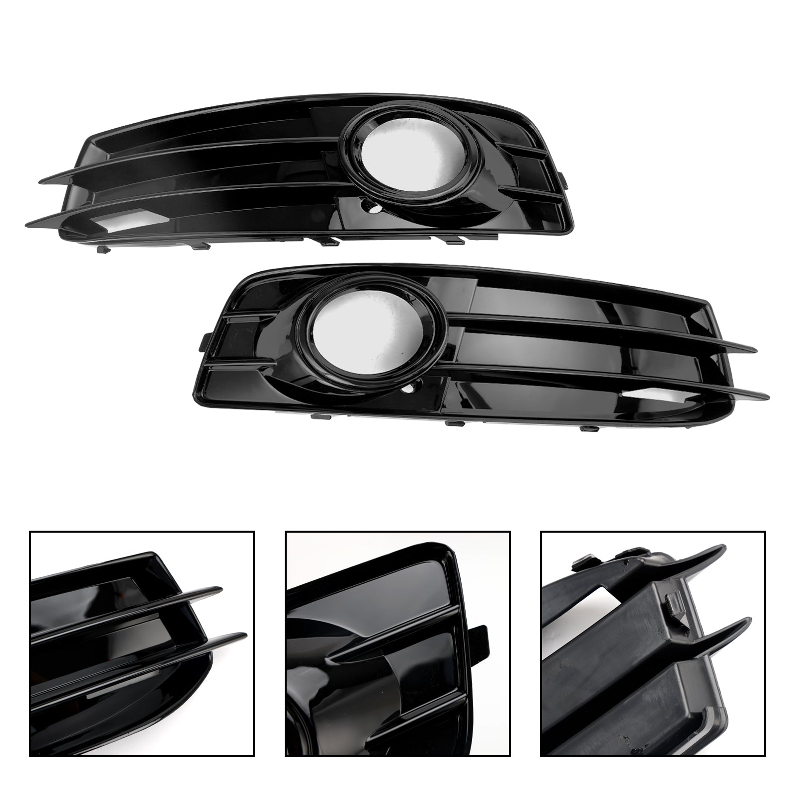 2009-2012 Audi A3 8P S-Line Front Lower Bumper Grille Fog Light Cover — Pair (8P0807682 / 8P0807681)