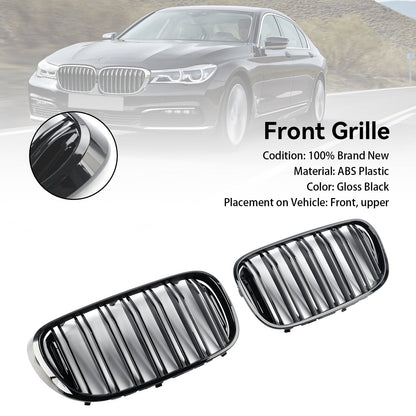 2015-2019 BMW 7 Series G11 Long-Wheelbase Pre-Facelift Black 2-Slat Front Kidney Grille