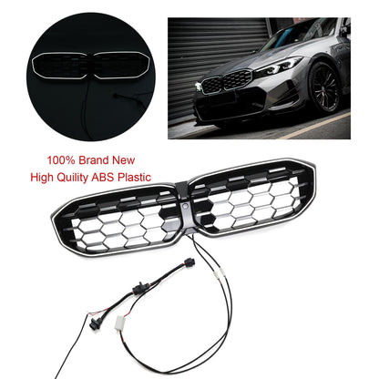 2023-2024 BMW 3 Series G20 G21 G28 Diamond Black Silver Front Kidney Grille Mesh
