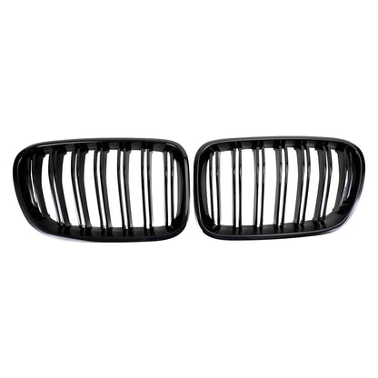 2010-2014 BMW X3 F25 Pre-Facelift Gloss Black Front Bumper Kidney Grill — Pair (51712297589 / 51117210725)