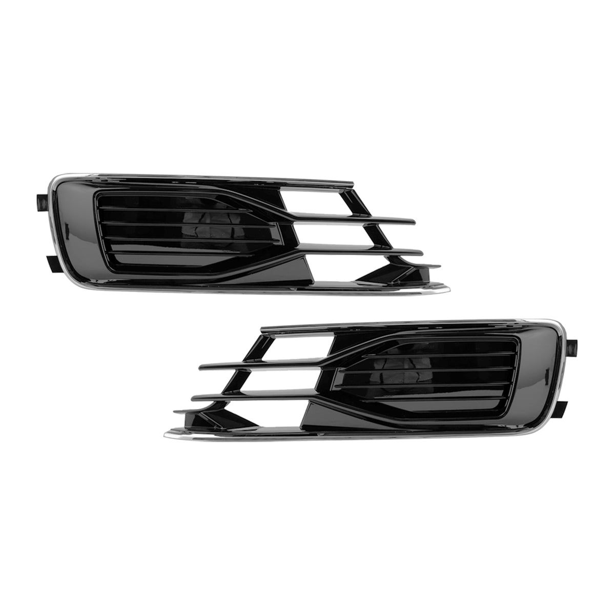 2014-2018 Audi A6 C7 Black Chrome Front Bumper Fog Light Cover Grill — Pair (4G0807647T94 / 4G0807648T94)