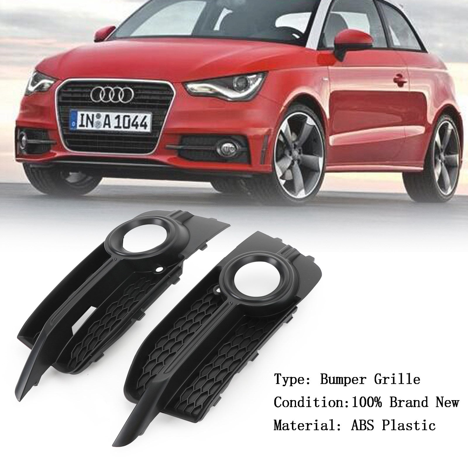 2011-2014 Audi A1 8X S-Line Front Bumper Fog Light Cover Grille — Pair (8X0807682B)