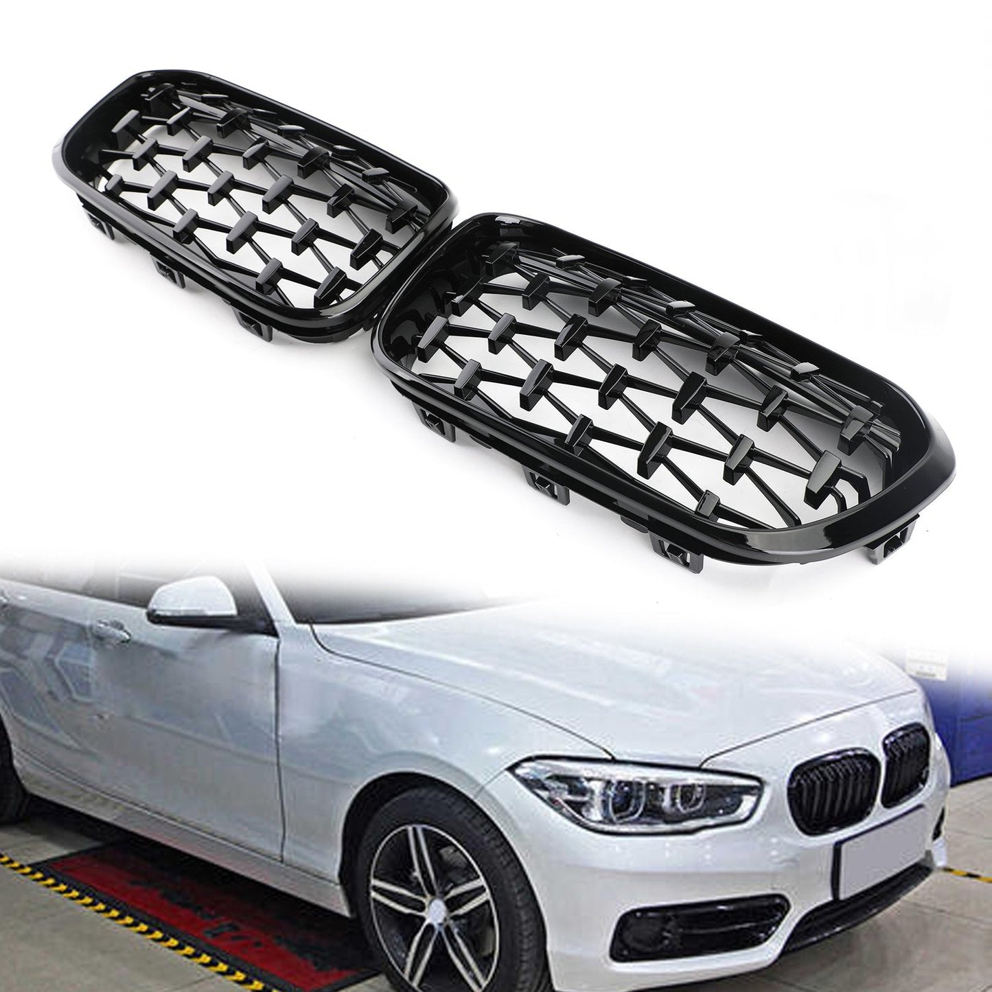 2015-2017 BMW 1 Series F20 F21 Meteor Black Front Kidney Grille