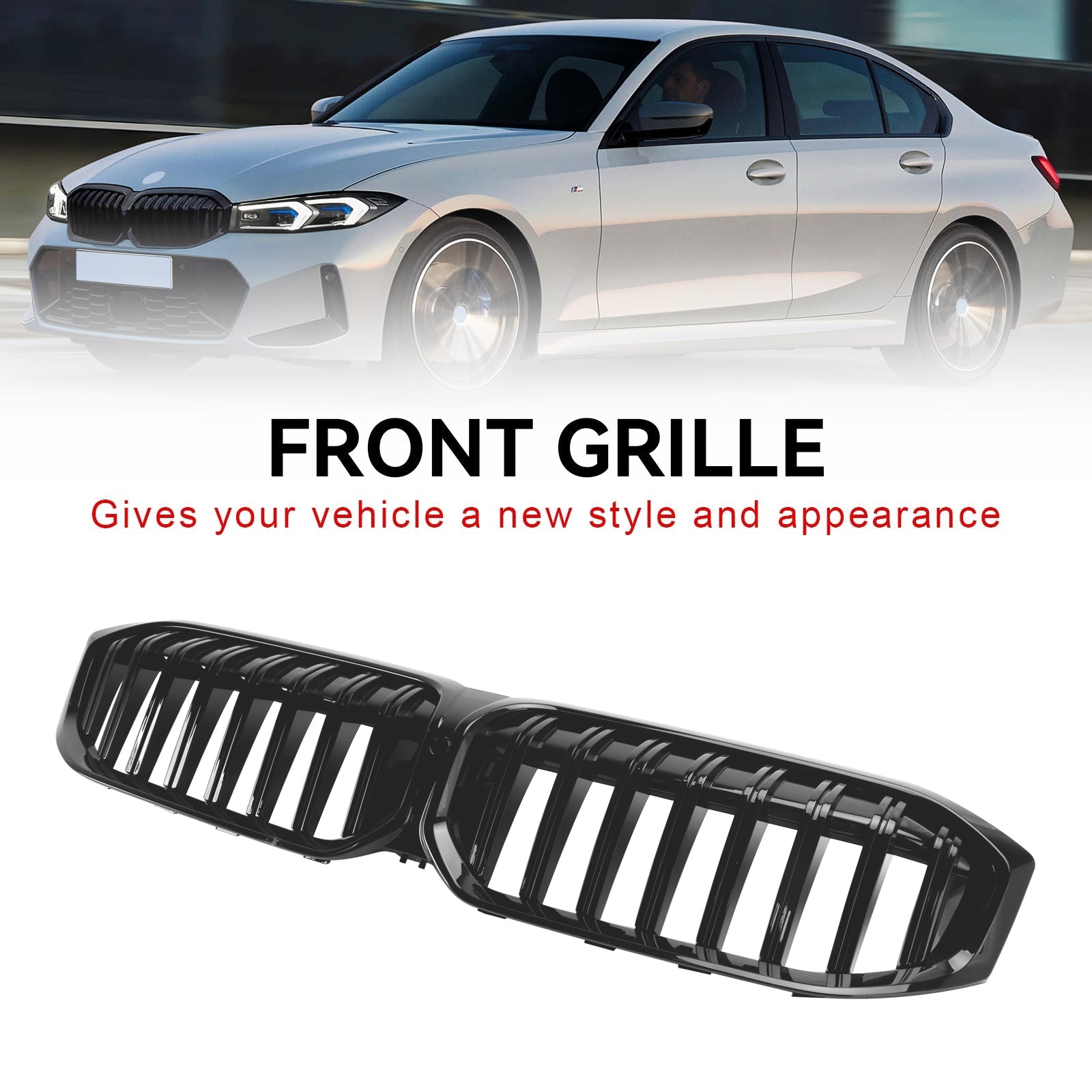 2023-2024 BMW 3 Series G20 G21 G28 320i 330i M340i Gloss Black Front Kidney Grille (LCI)
