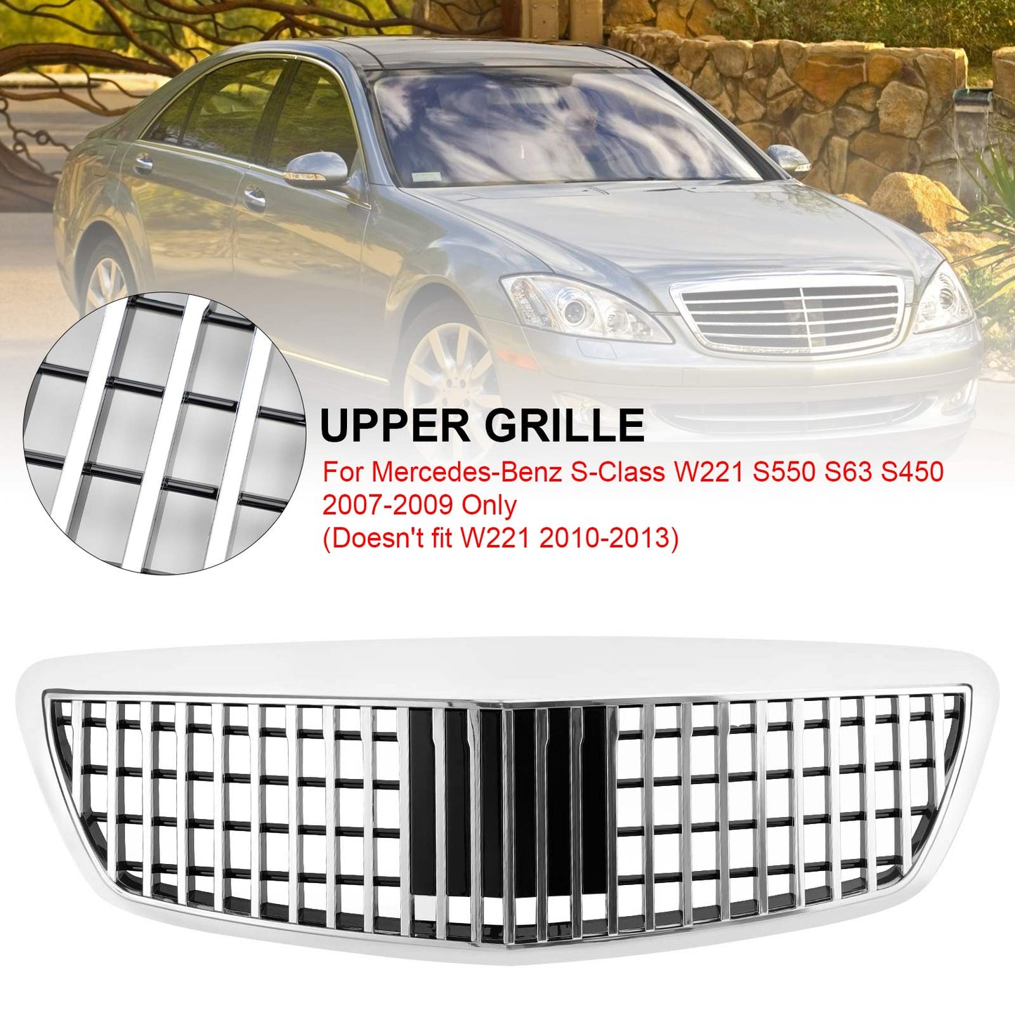 2007-2009 Mercedes-Benz S-Class W221 S450 S550 S63 Maybach Style Chrome Grille (MB2055869)