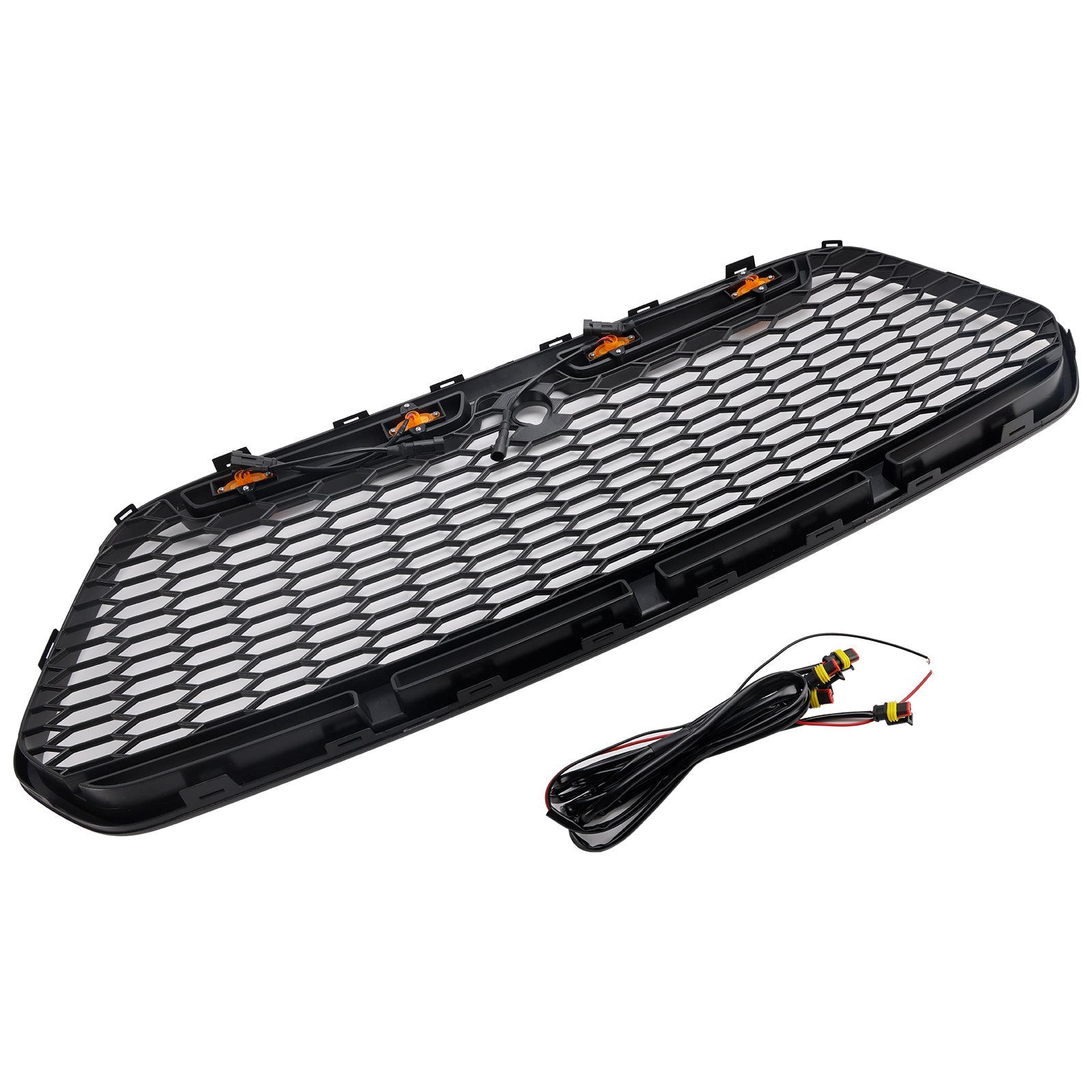 Matt Black Front Bumper Grill Grille Fit Ford Transit MK8 2015-2018 Raptor w/LED