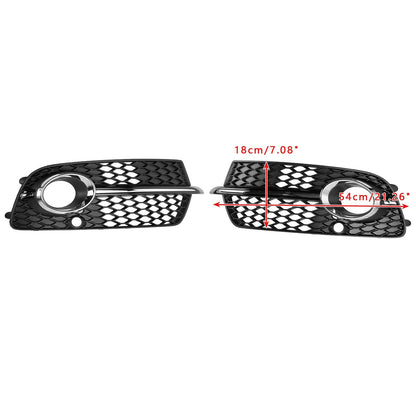 2013-2017 Audi Q5 S-Line SQ5 Black Chrome Front Bumper Fog Light Grille — Pair (8R0807682N / 8R0807681S)