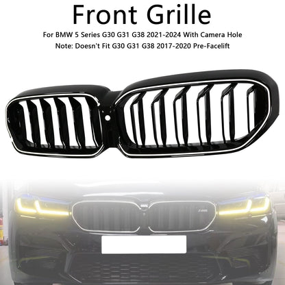 2021-2024 BMW 5 Series G30 G31 G38 Double Slat Gloss Black Front Kidney Grille