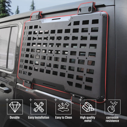 Rear Window Molle Panel System for 2018-2024 Jeep Wrangler JL 4Doors - Modular Storage and Protective Decoration