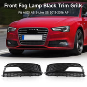 2013-2016 Audi A5 S-Line S5 Black Front Fog Lamp Trim Grill — Pair