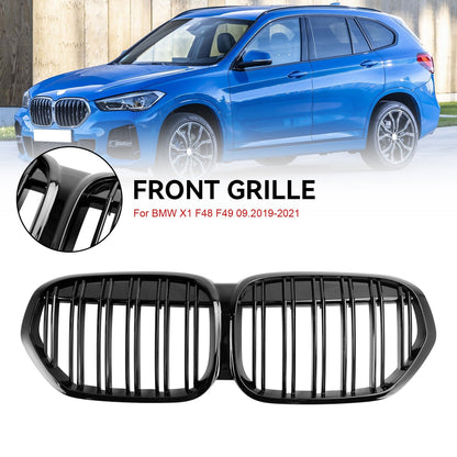 2019-2021 BMW X1 F48 F49 Dual Slat Gloss Black Front Kidney Grille