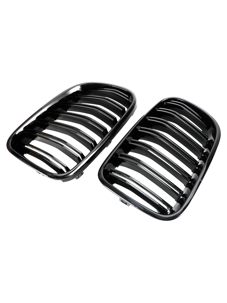 2010-2014 BMW X3 F25 Pre-Facelift Gloss Black Front Bumper Kidney Grill — Pair (51712297589 / 51117210725)