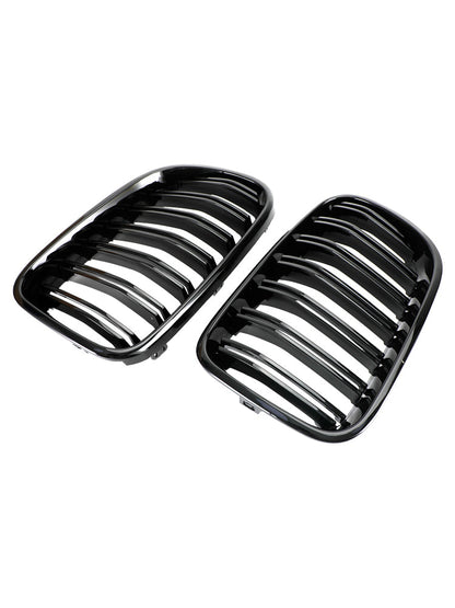2010-2014 BMW X3 F25 Pre-Facelift Gloss Black Front Bumper Kidney Grill — Pair (51712297589 / 51117210725)