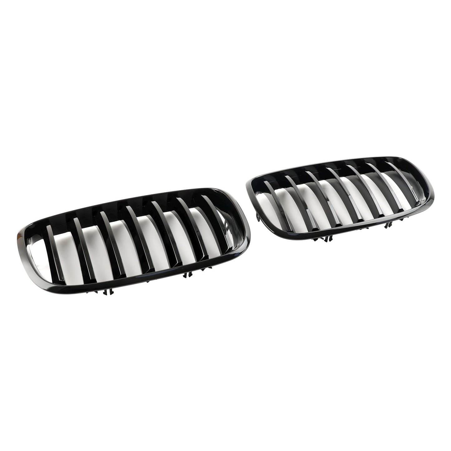 2009-2014 BMW X6 M E71 Gloss Black Front Bumper Kidney Grille — Pair (51137157687 / 51137305589)