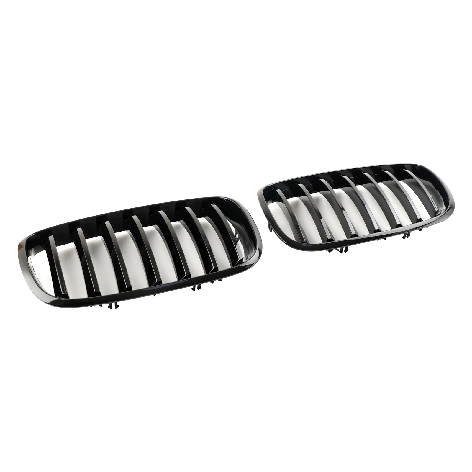2009-2014 BMW X6 M E71 Gloss Black Front Bumper Kidney Grille — Pair (51137157687 / 51137305589)