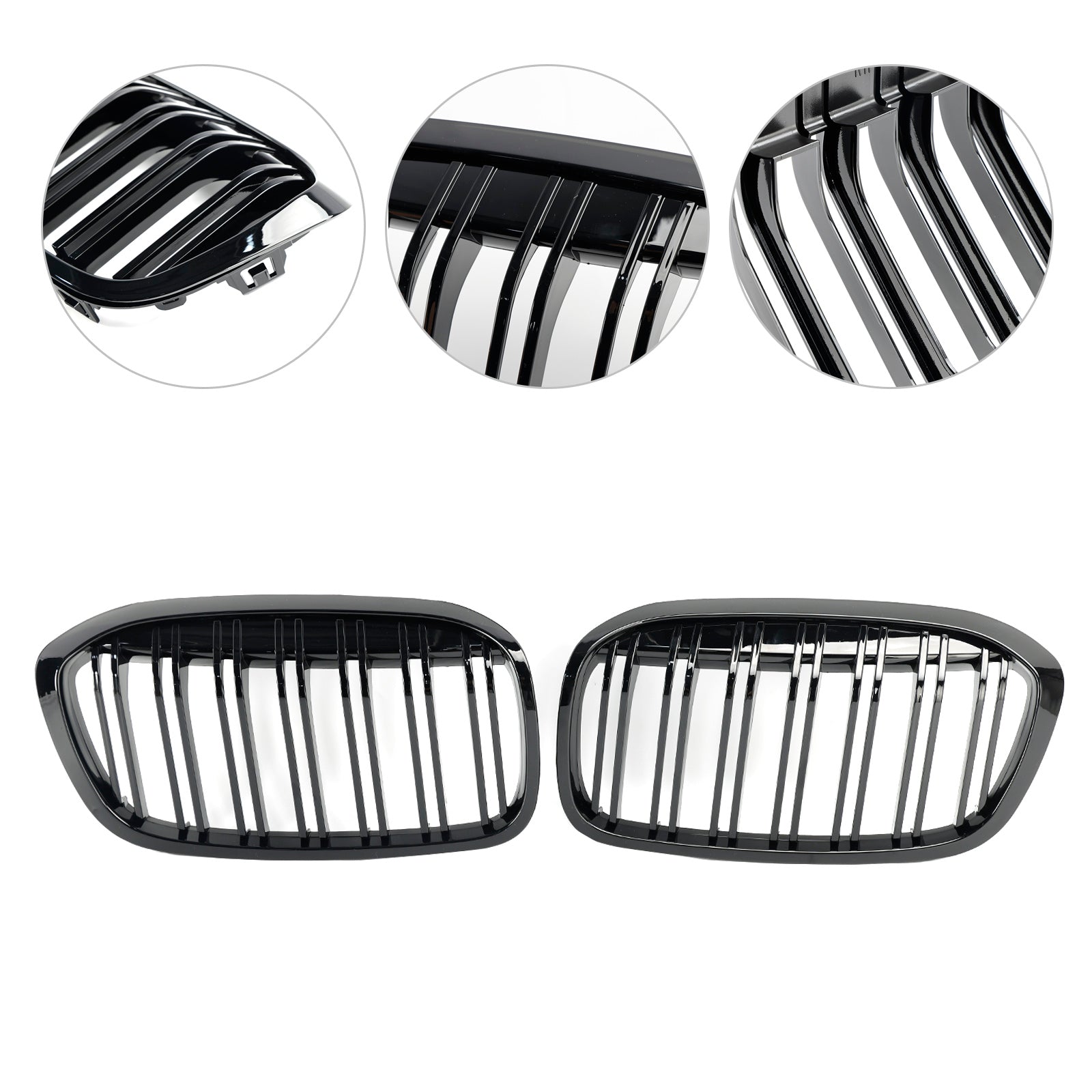 2018-2021 BMW 2 Series F45 F46 Gloss Black Front Kidney Grille — Pair