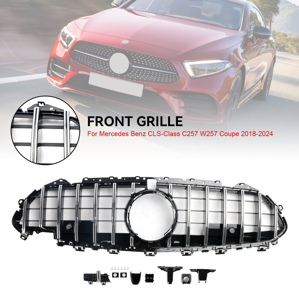 2018-2024 Mercedes-Benz CLS-Class C257 W257 Coupe Chrome Front Bumper Grille