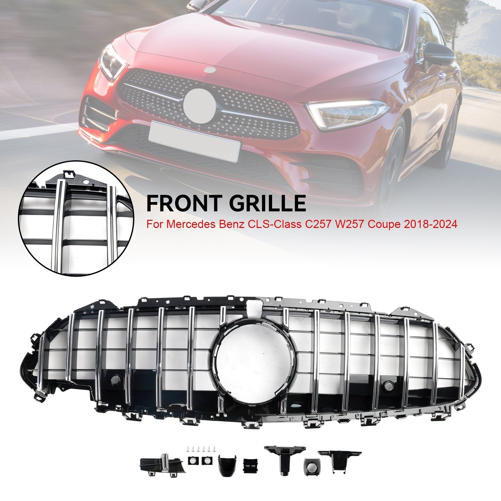 2018-2024 Mercedes-Benz CLS-Class C257 W257 Coupe Chrome Front Bumper Grille