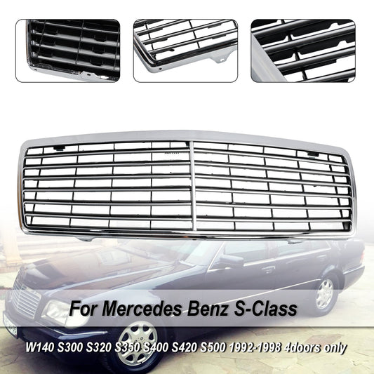 1992-1998 Mercedes-Benz S-Class W140 S300 S320 S350 S400 S420 S500 4-Door Chrome Front Bumper Grille