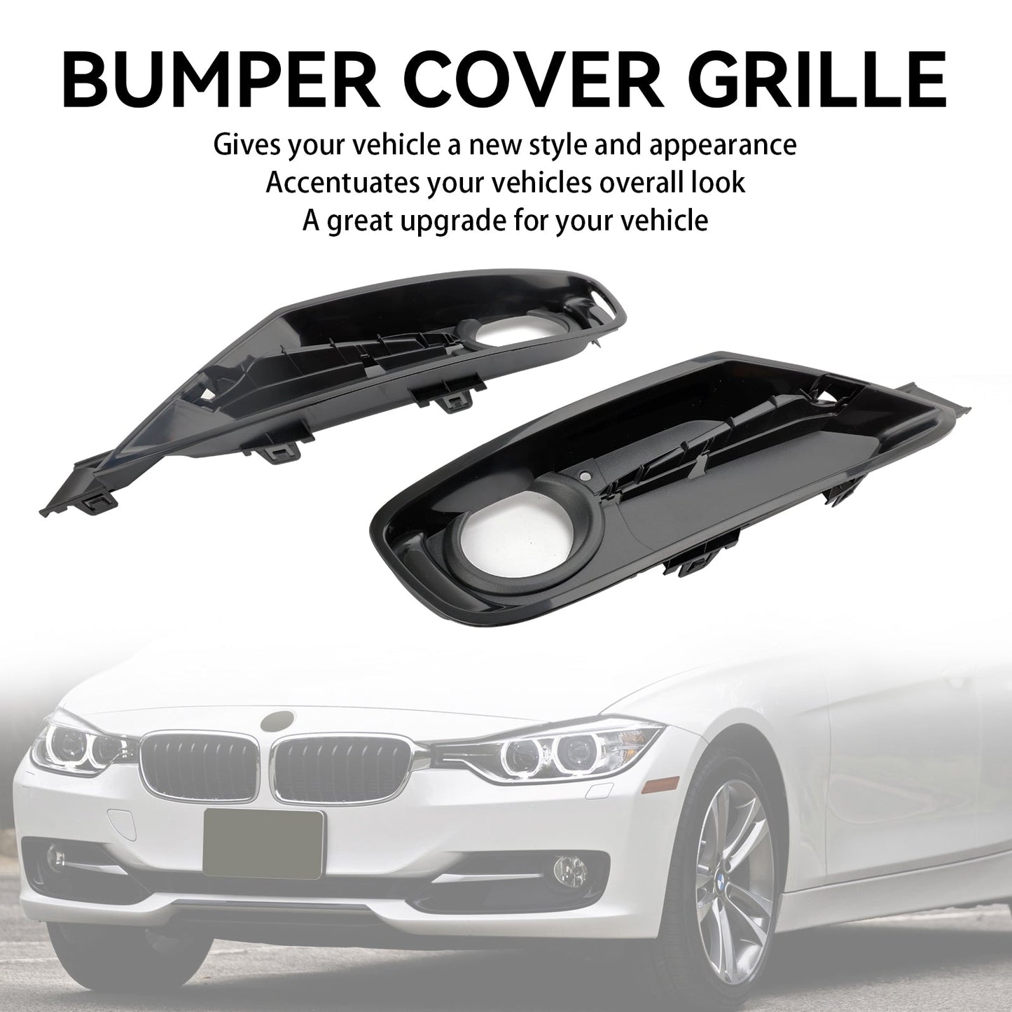 2013-2015 BMW 3 Series F31 Front Bumper Fog Light Grille Cover — Pair (51117300739 / 51117300740)