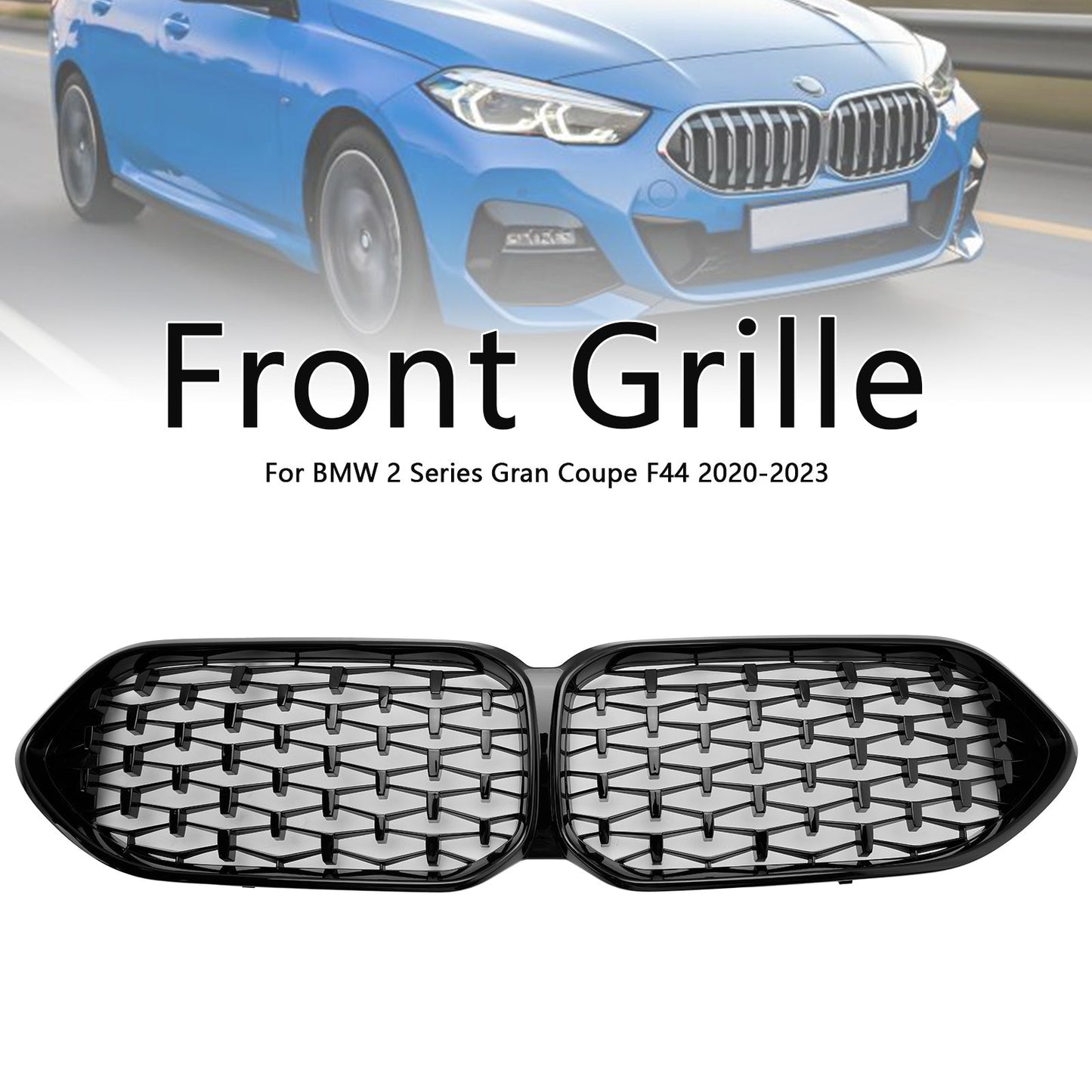 2020-2023 BMW 2 Series F44 Coupe M Diamond Gloss Black Front Kidney Grille (51135A39378)