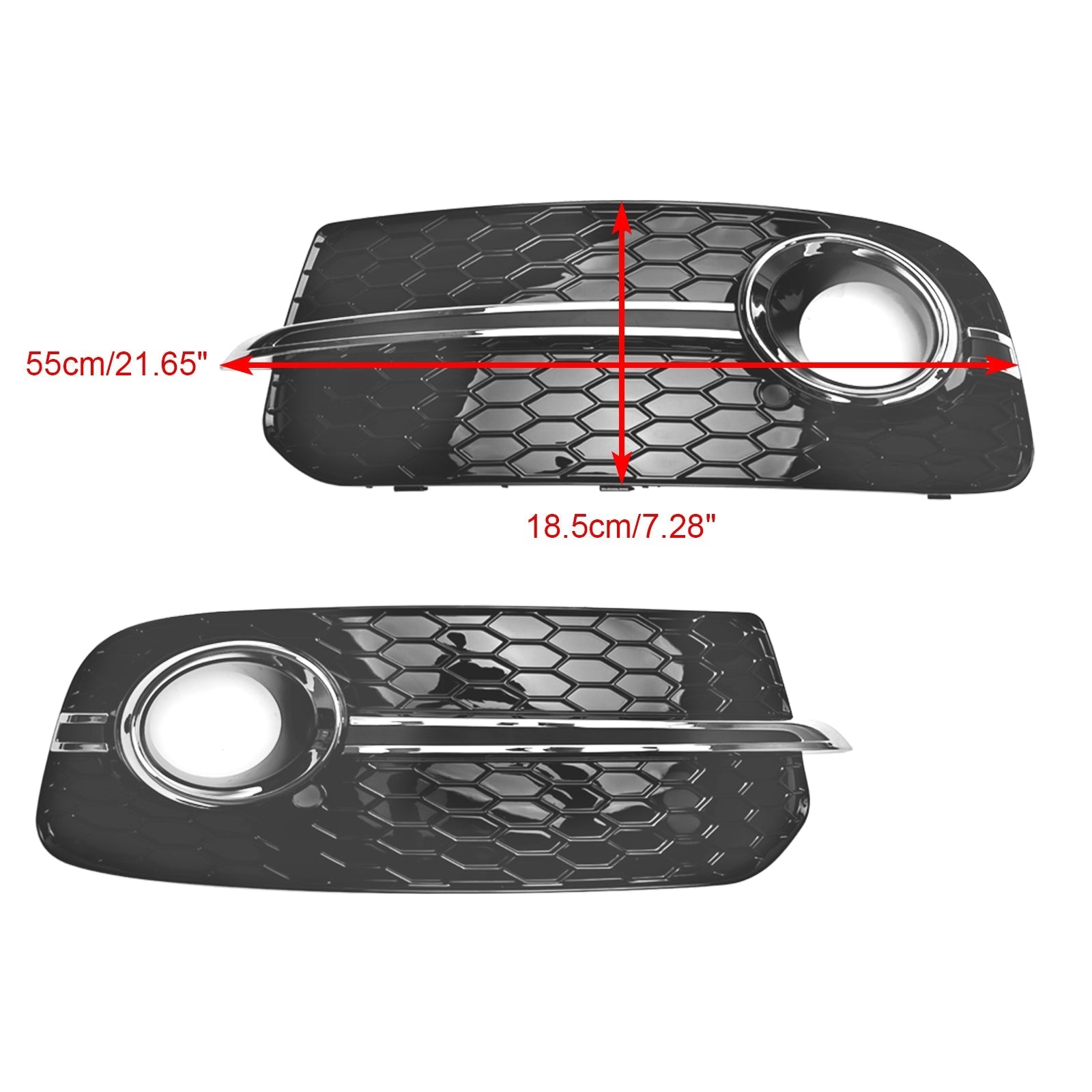 2013-2017 Audi Q5 Standard Version Front Bumper Fog Light Grille Grill — Pair (8R0807681M / 8R0807682J)
