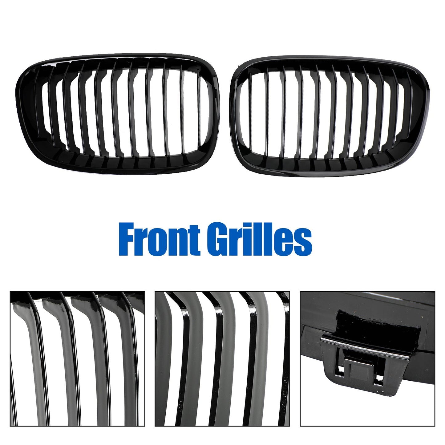 2012-2014 BMW 1 Series F20 F21 3-Door Pre-Facelift Front Bumper Kidney Grille — Pair (51137239021 / 51137262119)