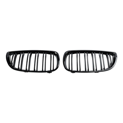 2008-2013 BMW M3 E92 E93 Gloss Black Front Kidney Grille — Pair (51137157277 / 51137157278)