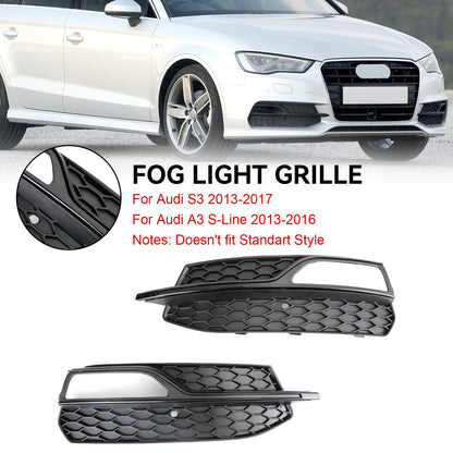 2013-2016 Audi A3 S-Line Lower Bumper Fog Light Cover Grill — Pair (8V3807681G / 8V3807682G)