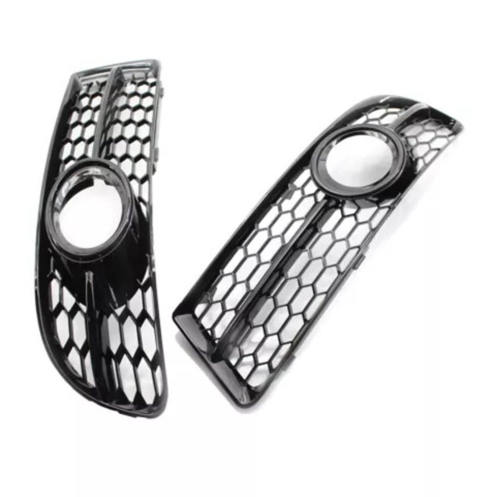 2005-2008 Audi A4 B7 S-Line S4 Front Bumper Honeycomb Fog Light Grille — Pair (8E0807681F / 8E0807682F)